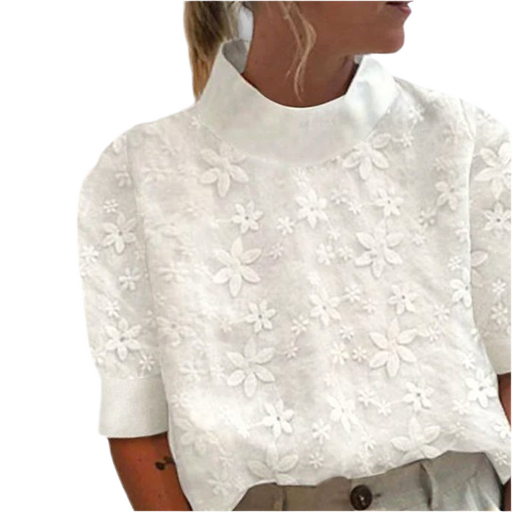 Thalia | Embroidered Stand Collar Blouse