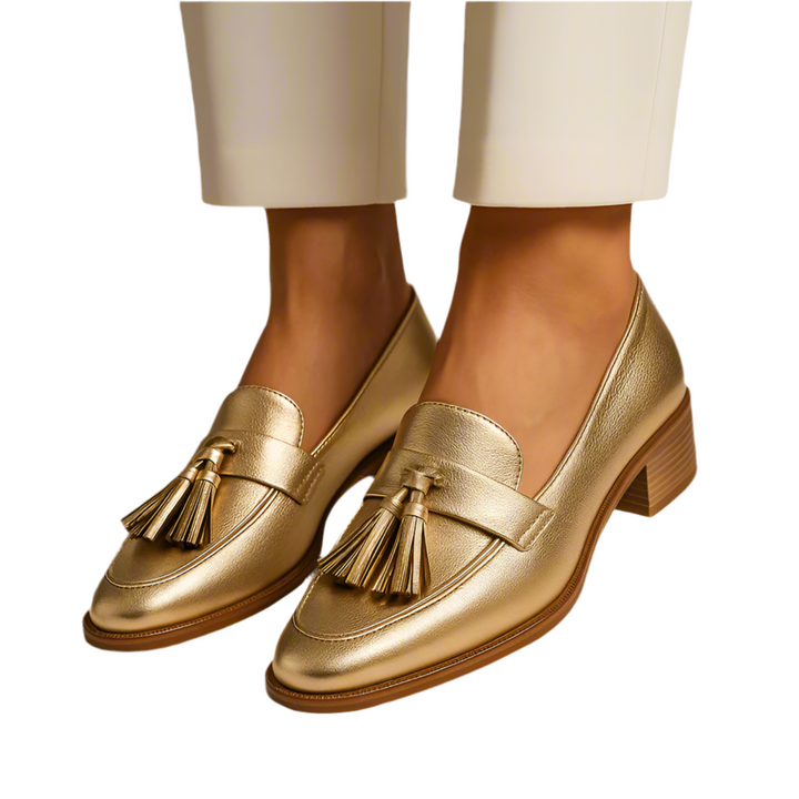 Elfrida | Gold Loafers